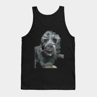 long haired gray dog-vector art Tank Top